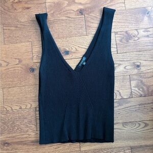Dynamite Black Ribbed V-Neck Tank Top